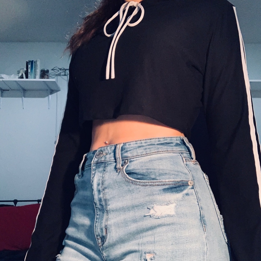 Fashion Nova black hooded crop